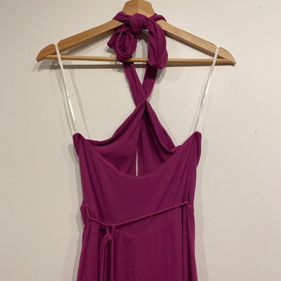 Lulus Matinee Flirty Twisted Halter Keyhole Sleeveless Mini Dress in Magenta XS - Picture 5 of 6